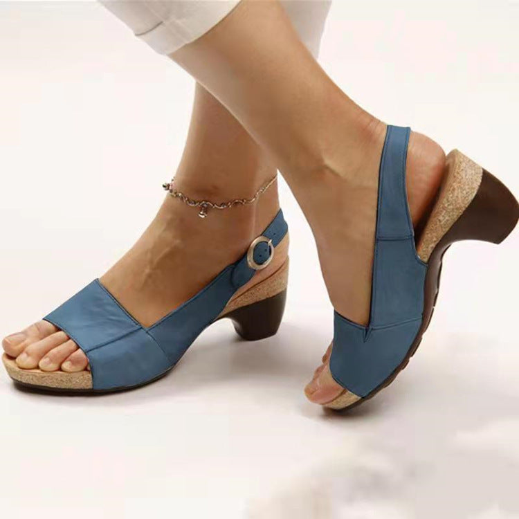 Dames Sandalen met Ronde Neus – Comfortabele Zomersandalen in Leer – Rubberen Zool | Sansoti