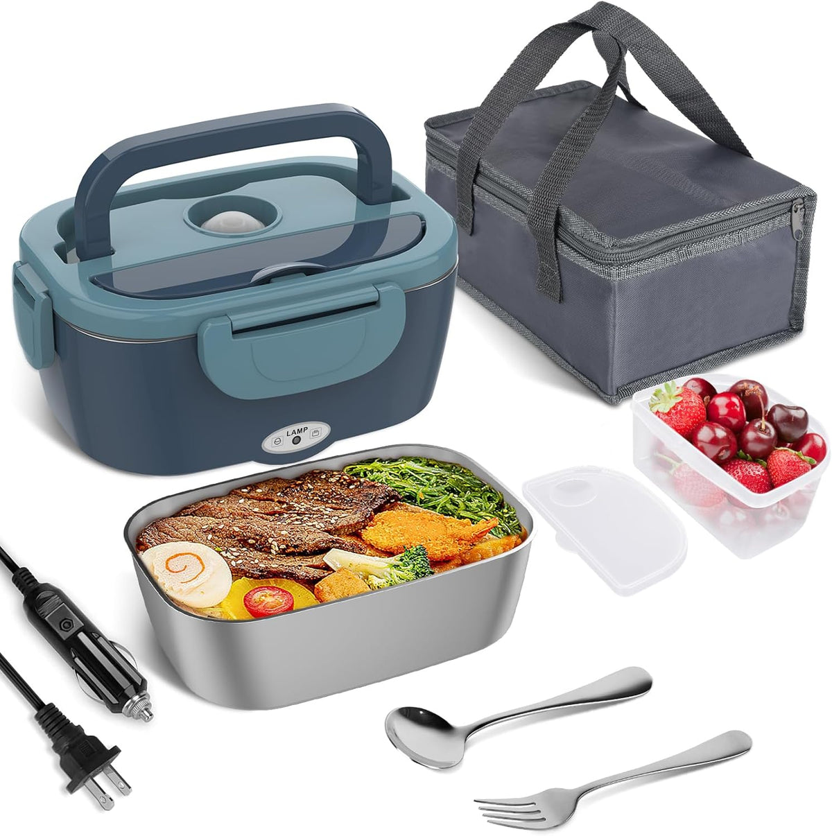 Elektrische Lunchbox mit Warmhaltefunktion, 1.5L Fassungsvermögen, Auto-Steckdose, Speisenwärmer, auslaufsicher, tragbar | Sansoti
