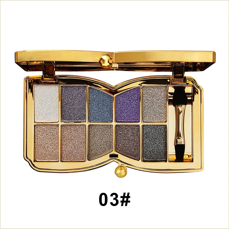 10-Color Glitter Eyeshadow Palette – High-Gloss Shimmer Powder Makeup for Glamorous Eye Makeup – Intense Pigmentation | Sansoti