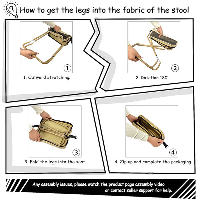 Tabouret de camping pliable avec dossier et sac de transport – Siège d’extérieur portable pour la pêche, la randonnée et les pique-niques | Sansoti