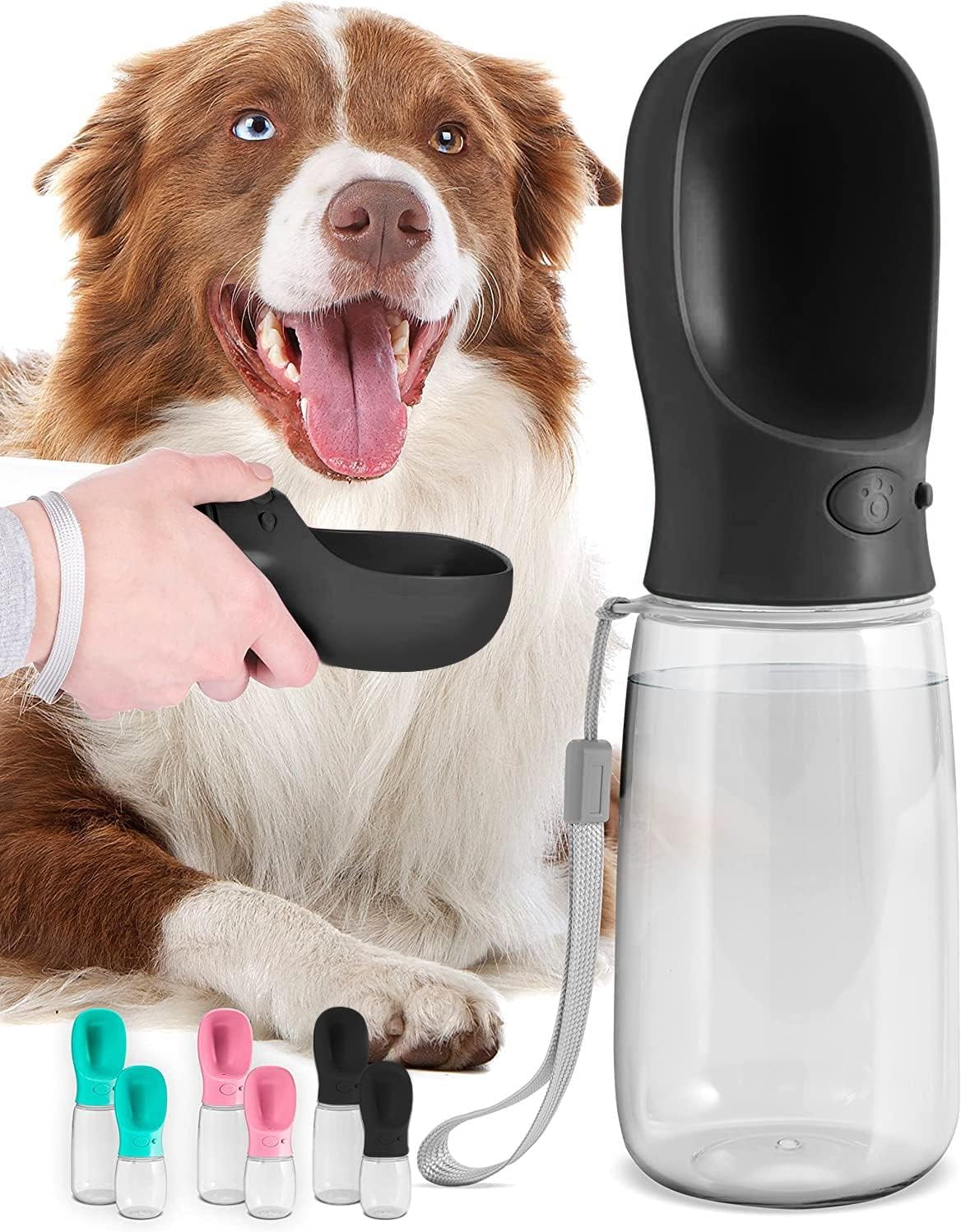 Gourde portable pour chien 550ml avec écuelle intégrée Sans BPA et étanche pour promenades, activités en plein air et voyages | Sansoti