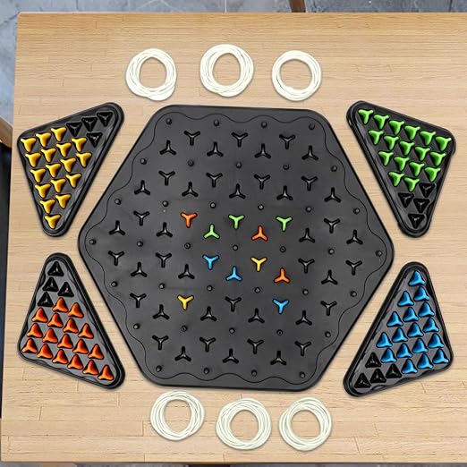 Strategisch Driehoekspel – Elastiekenpuzzel met Houten Pinnen voor Concentratie en Tactisch Denken | Sansoti