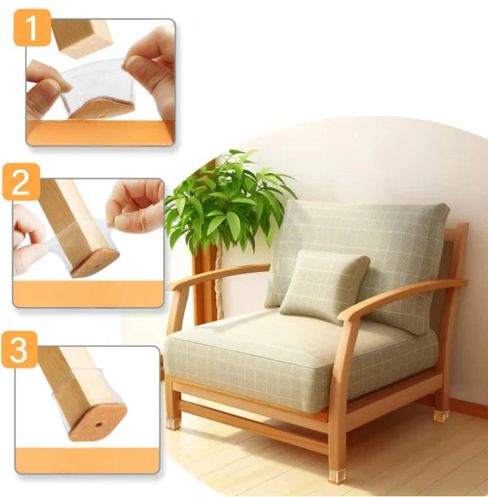 Chair Leg Protectors 24 Pieces Felt Gliders for Square Legs 13-19mm Transparent TPE with Felt Bottom Scratch-Free No Clamp | Sansoti