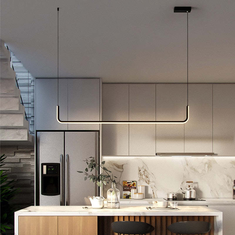 Hanglampen LED Dubbel Frame Lineair Modern Zwart Goud Eetkamer Woonkamer Design Verlichting Sfeervol | Sansoti