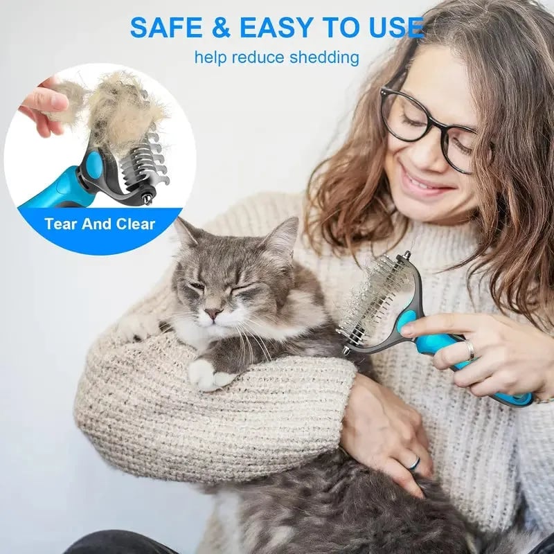 Double-Sided Fur Brush for Dogs and Cats Undercoat Detangling Grooming Tool Premium Pet Care | Sansoti