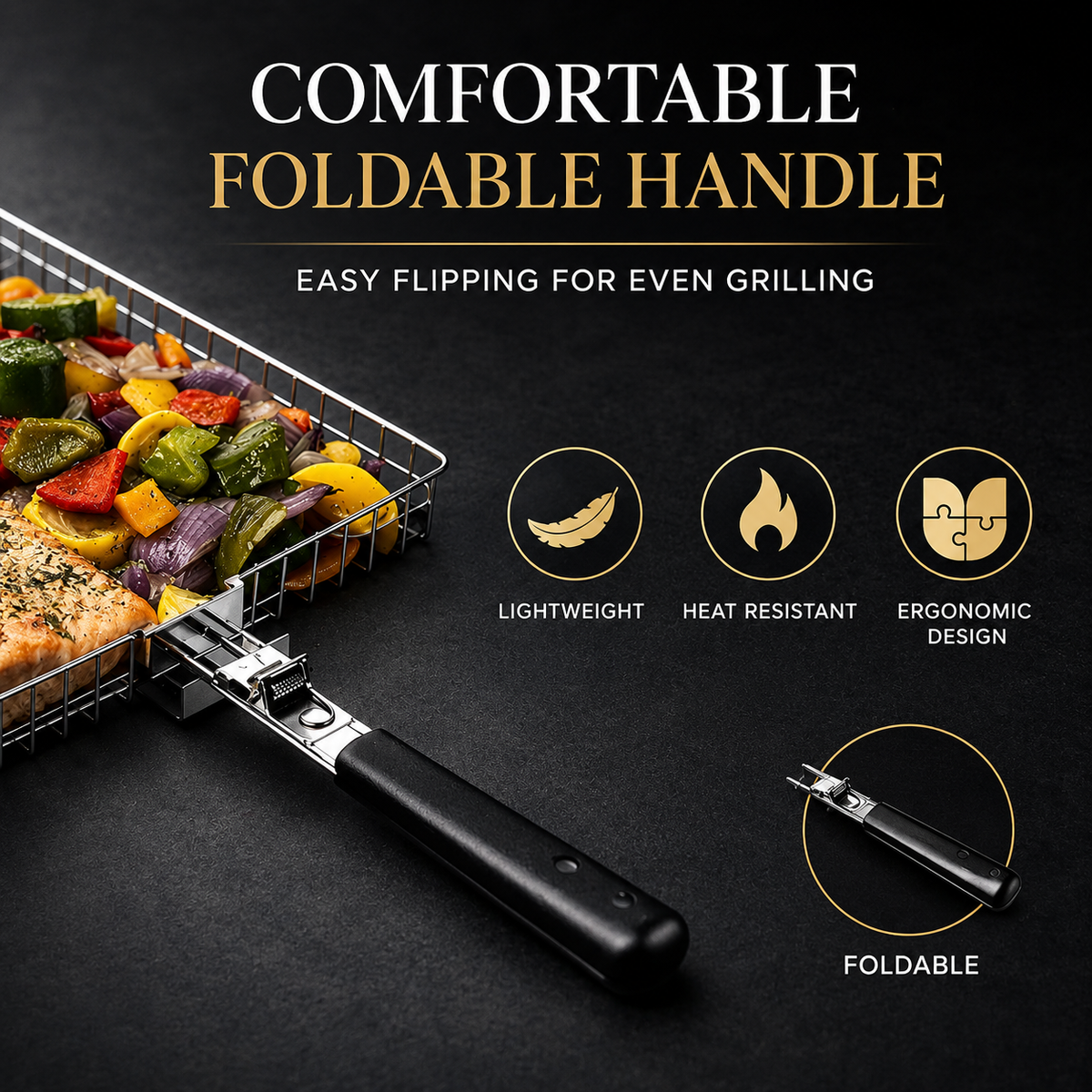 Stainless Steel Barbecue Basket Grill for Fish and Vegetables, BBQ Accessory for Garden Parties, Camping and Picnics, 33,5x22x29 cm | Sansoti