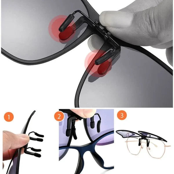 Clip-on lunettes de soleil avec embouts magnétiques Verres polarisants Protection UV400 pour porteurs de lunettes | Sansoti