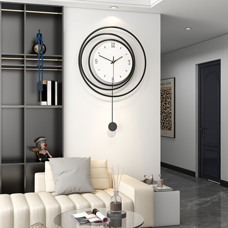 Metal Wall Clock Modern Minimalist – 72 cm High and 45 cm Wide with Silent Movement – Black Wall Decoration for Living Room Office | Sansoti