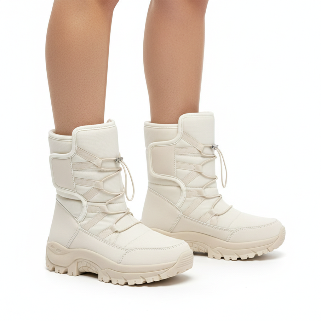 Dames Winterlaarzen Waterdicht Warm Gevoerd Klittenband Antislip Zool Enkelhoog Platform Comfortabel Wandelen | Sansoti