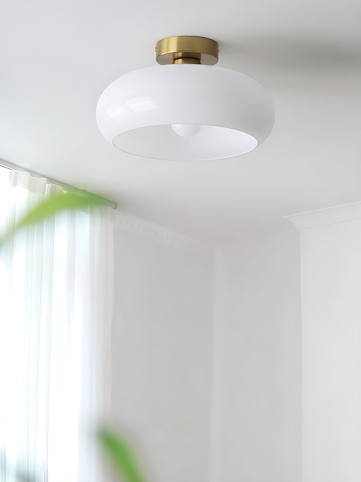 Ceiling Lamp Glass Disc Bauhaus Design Brass or Chrome Orange Yellow or White Glass Retro Stylish Lighting | Sansoti