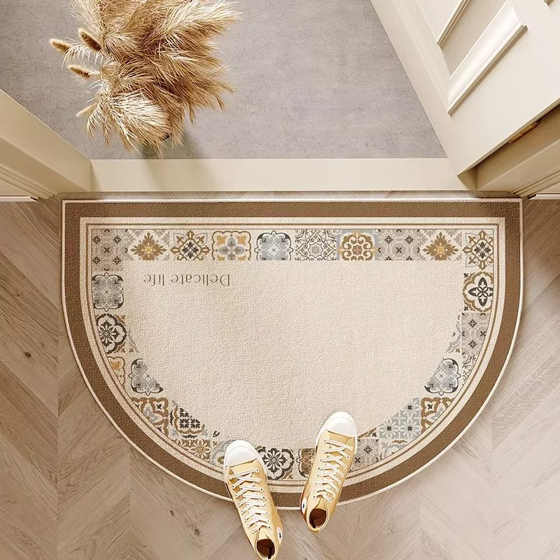 Half-Round Outdoor Doormat 60x90 cm Striped Non-Slip Front Door Mat Indoor Entrance Terrace Threshold Velvet Weather Resistant | Sansoti