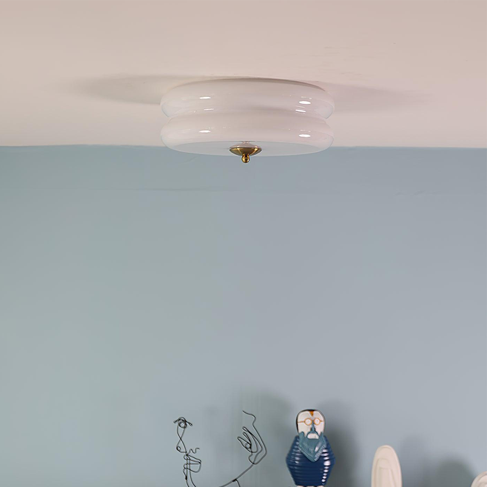 LED Ceiling Lamp Glass Metal Cream 13 cm Bedroom Living Room Art Deco Ceiling Lighting Round Warm Light Neutral Light White Light | Sansoti