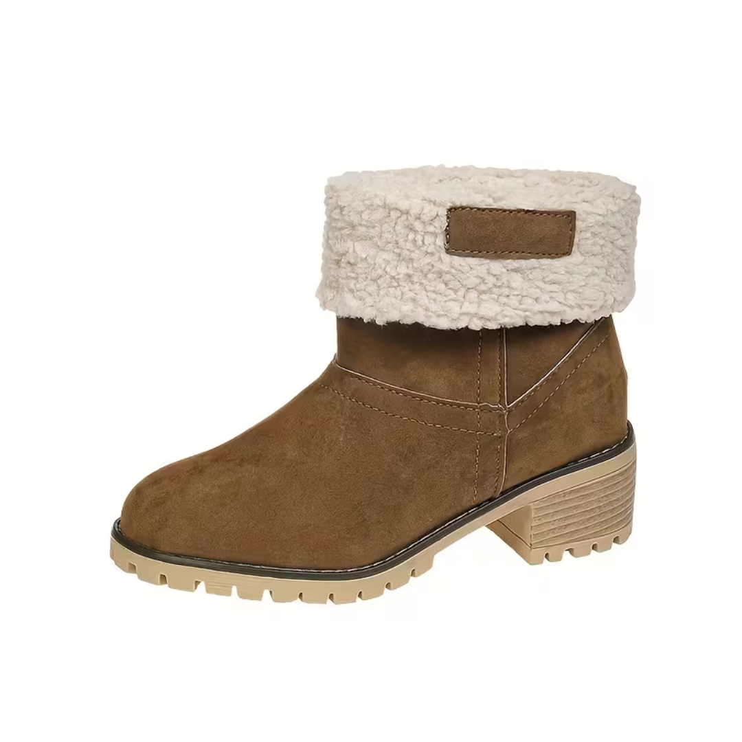 Dameslaarzen Winter Warm Gevoerd Kunstsuède Blokhak Antislip Enkellaarzen Zwart Bruin Comfortabel Dames | Sansoti