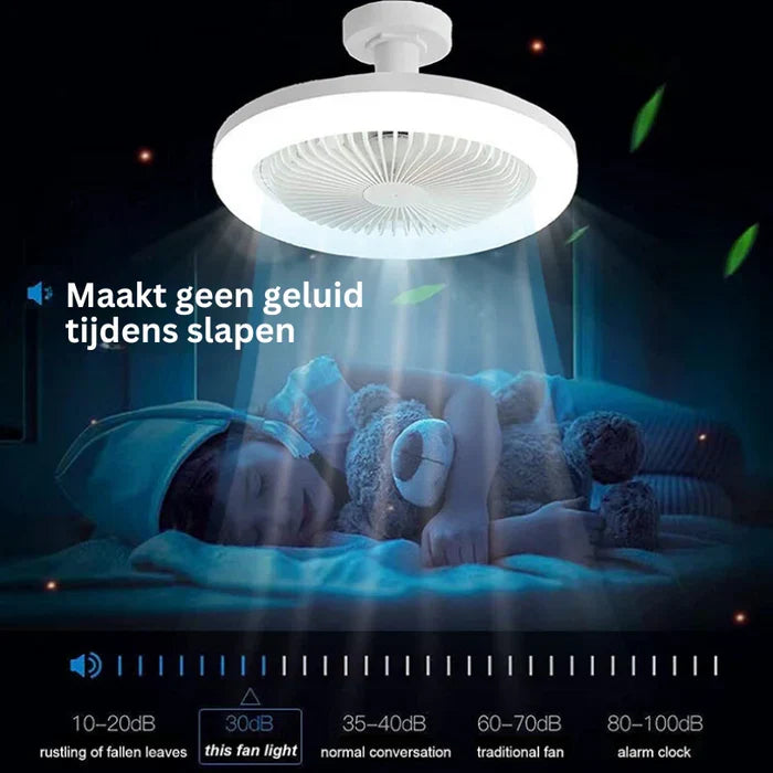 Deckenventilator mit LED-Beleuchtung, E27, Fernbedienung, einstellbarer Geschwindigkeit, energiesparend, leiser Motor | Sansoti