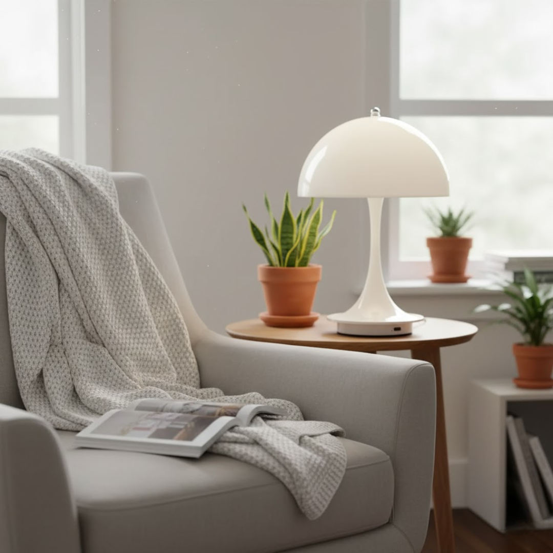 Lampe de table sans fil avec éclairage LED, rechargeable et design scandinave | Sansoti