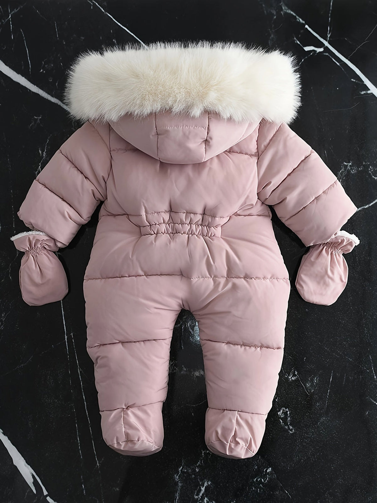Frosty Baby Strampler Gepolstert Polyester Baumwolle Kapuze Winter Baby Overall Kunstfell Handwärmer Außen | Sansoti