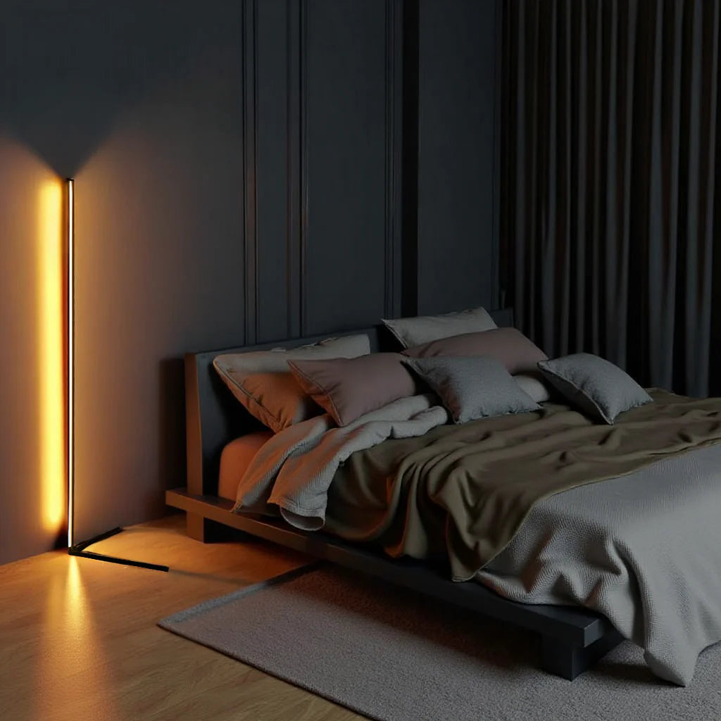 Floor Lamp LED Dimmable Remote Control 142cm Aluminum Minimalist Living Room Bedroom | Sansoti