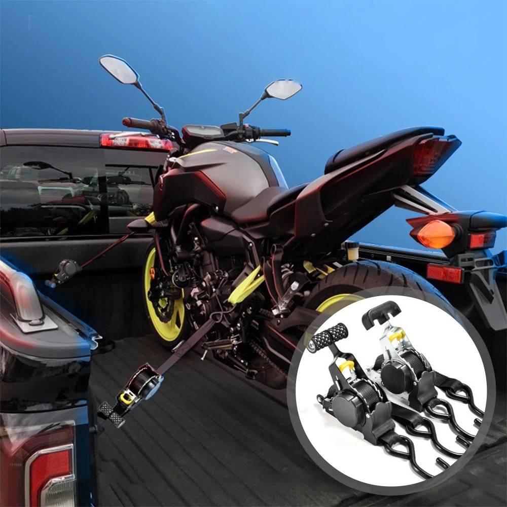 Self-Retracting Tie-Down Strap Set 2 Pieces 227kg Load Capacity Ratchet Tie-Down Strap Car Roof Cargo Securing Transport | Sansoti