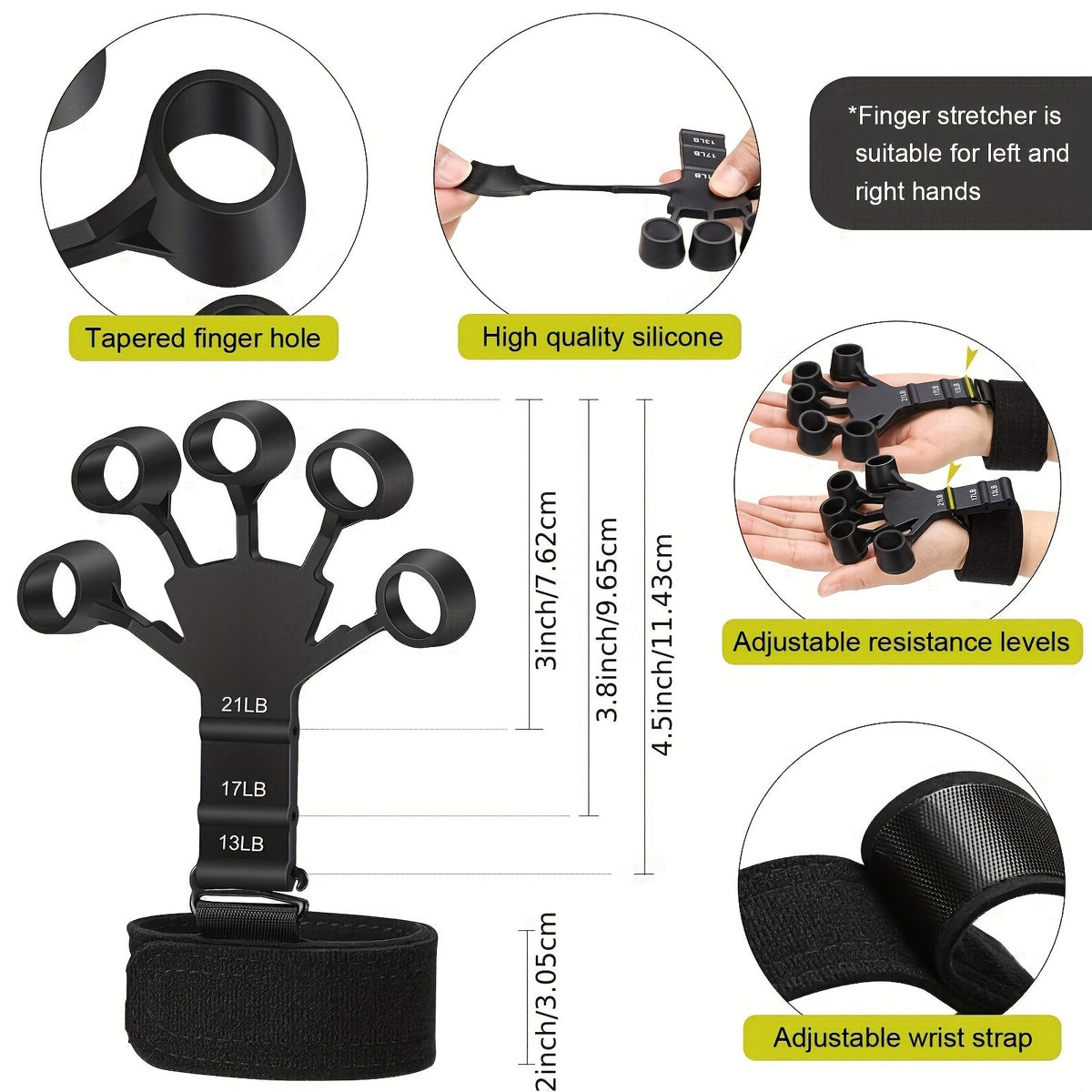 Hand Trainer Set 5-in-1 for Grip and Forearm Strength Adjustable Resistance with Finger Trainer and Power Rubber Ball | Sansoti