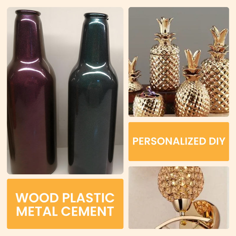 Metallic Verf Hout Waterbasis Goud Zilver 200 g met Penseel Dekking 1 tot 1,2 m2 per Laag Sprayen Rollen Schilderen | Sansoti