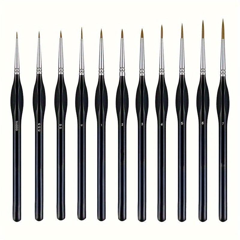 Precision Detail Brush Set Synthetic Hair Wood 19.5 cm Painting Miniature Model Building Fine Brush Acrylic Oil Watercolor | Sansoti