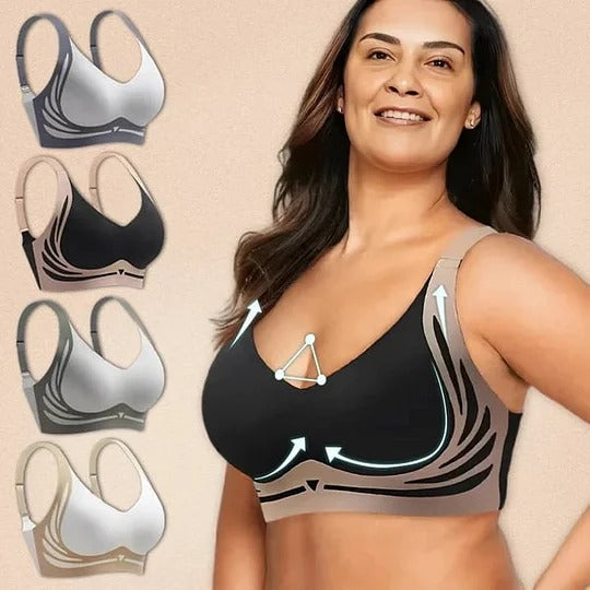 Wire-Free Push-Up Bra Wide Straps U-Back Comfortable Lift Support Soft Fit Women's Lingerie | Sansoti