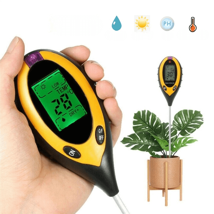 Digital 4-in-1 Soil Tester pH Value Moisture Temperature Light Soil Analysis for Garden Vegetable Garden Plant Growth Optimization | Sansoti