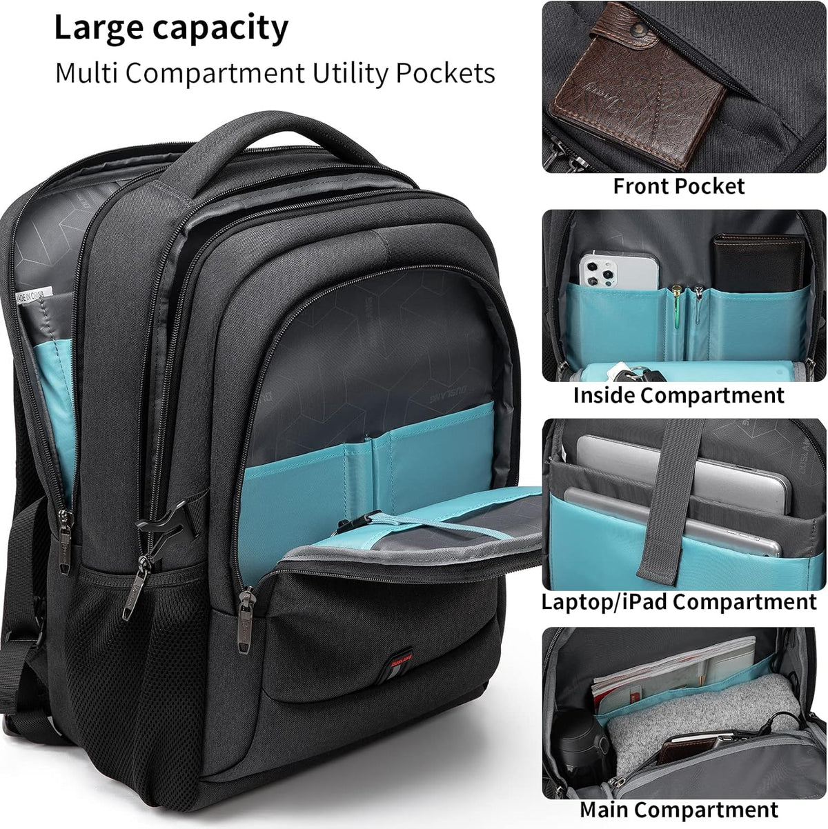 Waterproof Laptop Backpack with USB Charging Port and Organized Compartments for Daily Work and Travel 33-43cm | Sansoti