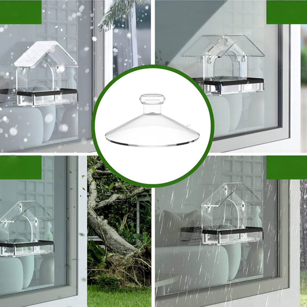 Bird Feeder for Window Transparent Acrylic with Suction Cups | Sansoti
