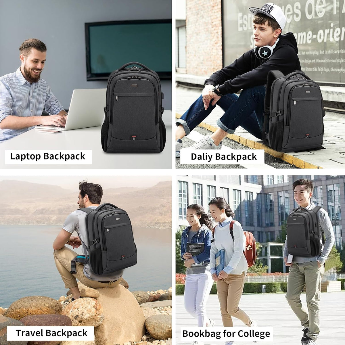 Waterproof Laptop Backpack with USB Charging Port and Organized Compartments for Daily Work and Travel 33-43cm | Sansoti
