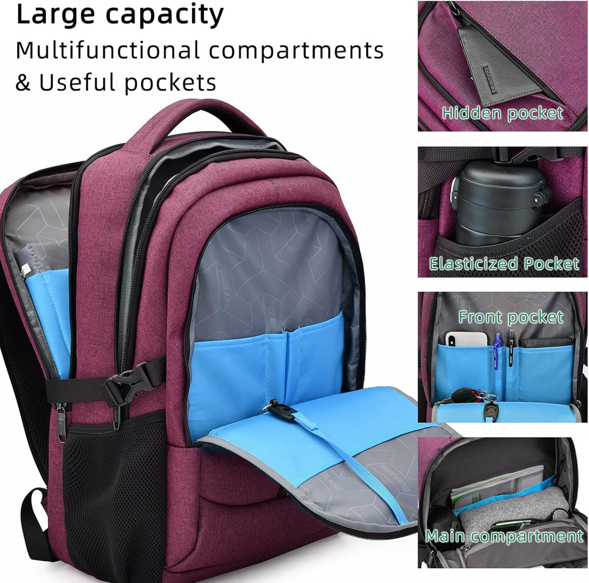 Waterproof Laptop Backpack with USB Charging Port and Organized Compartments for Daily Work and Travel 33-43cm | Sansoti
