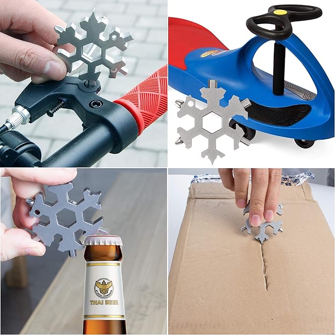 18-in-1 Snowflake Multitool in Compact Keychain Size with Wrenches, Screwdrivers, and Bottle Opener | Sansoti