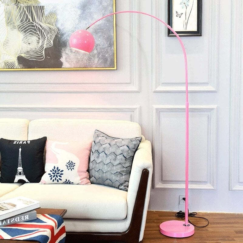 Stehlampe Bogenform LED, Metall, schwarz blau gelb rosa silber gold, dimmbar, Wohnzimmer Schlafzimmer | Sansoti