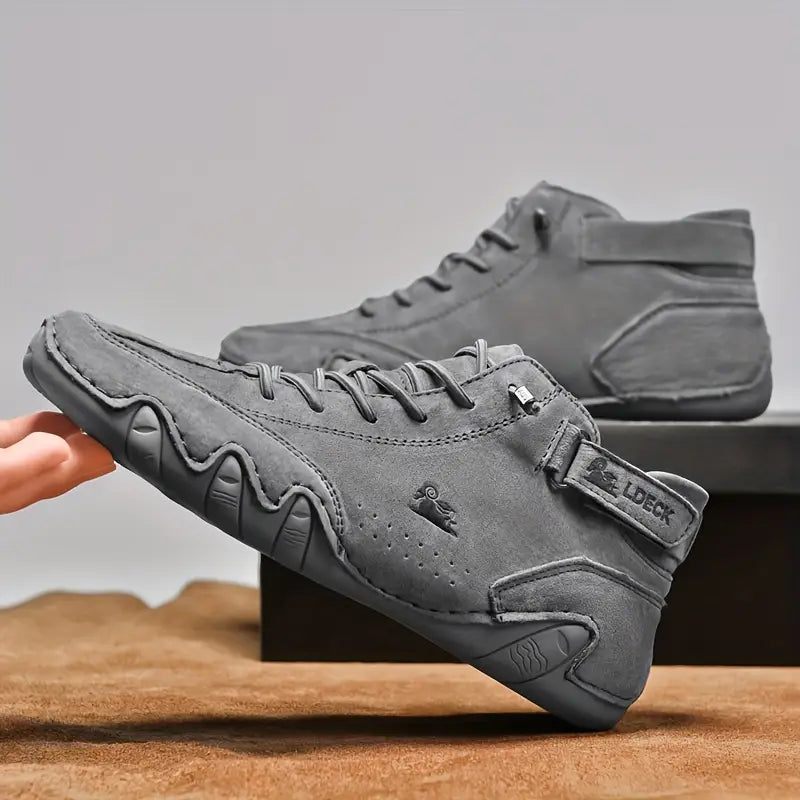 Waterproof Men's Boot Shoes with High Shaft and Elastic Closure Faux Leather Rugged Streetwear | Sansoti
