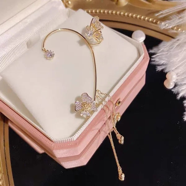 Schmetterlings-Ohrstecker mit Zirkonia, hypoallergen, vergoldet, elegante Geschenkidee für Damen | Sansoti