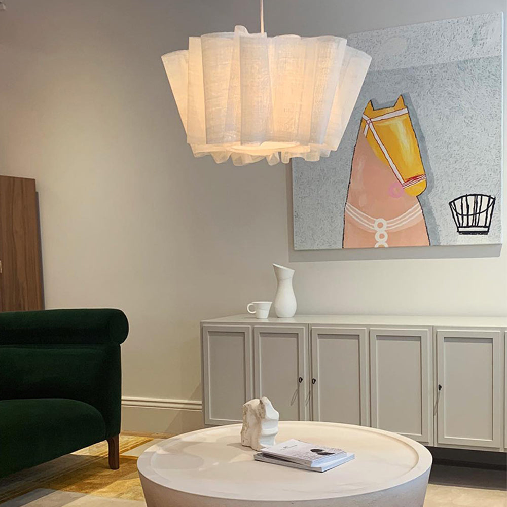 Plissierte Stoff Hängelampe – Minimalistische Skandinavische Beleuchtung für Esszimmer & Wohnzimmer | Sansoti