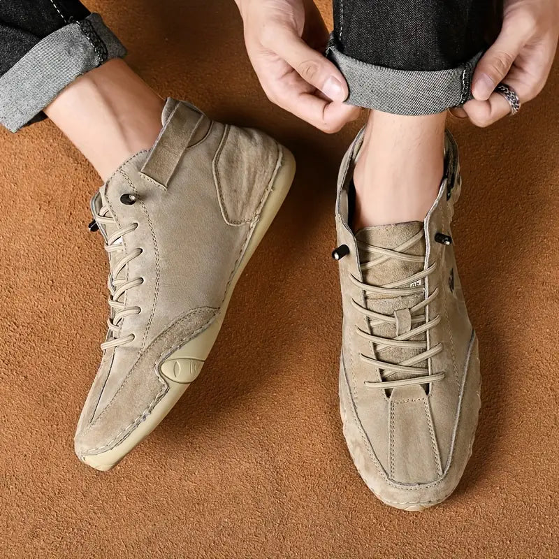 Waterproof Men's Boot Shoes with High Shaft and Elastic Closure Faux Leather Rugged Streetwear | Sansoti