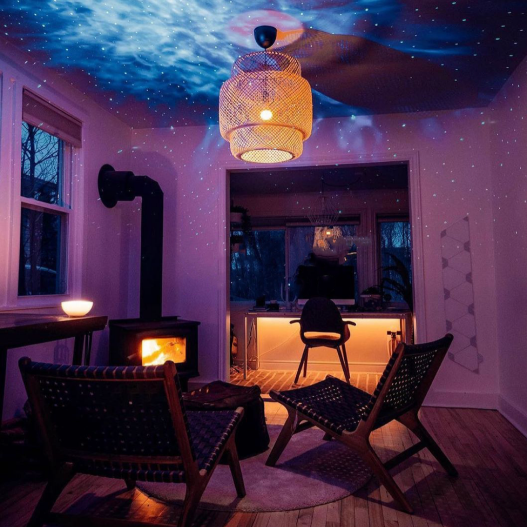 Projecteur d'étoiles avec haut-parleurs Bluetooth et 21 couleurs — projecteur sphérique lumineux avec télécommande pour chambre et salon | Sansoti