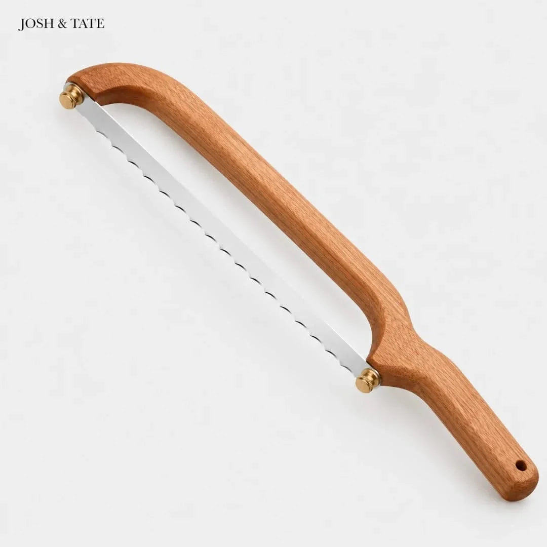 Curved Bread Knife with Replaceable Serrated Blade Wooden Handle Artisan Bakes Loaves Baguette | Sansoti