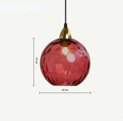 Glass Globe Pendant Lamp with Colored Glass Shade for Dining Room Living Room | Sansoti