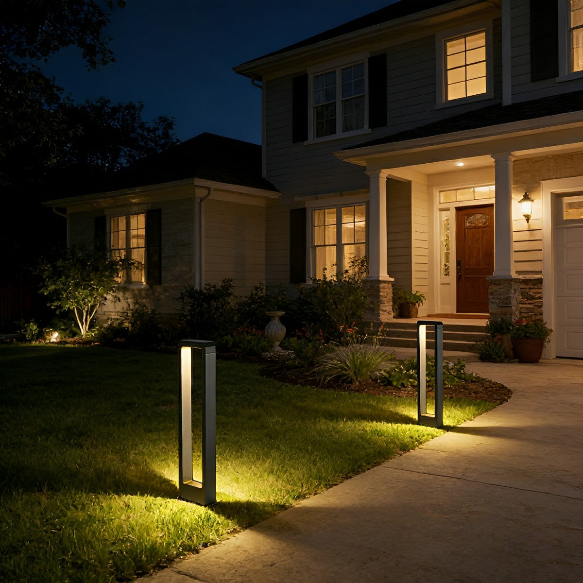 Buitenlamp Sokkellamp Zwart Aluminium IP65 Waterdicht LED Tuinverlichting Padverlichting Buitenverlichting | Sansoti
