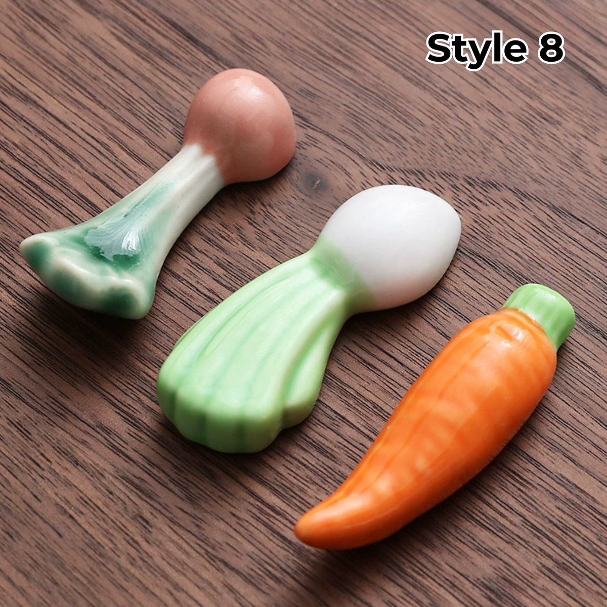 Ceramic Chopstick Rest with Animal and Fruit Motifs – Set of 3 | Sansoti