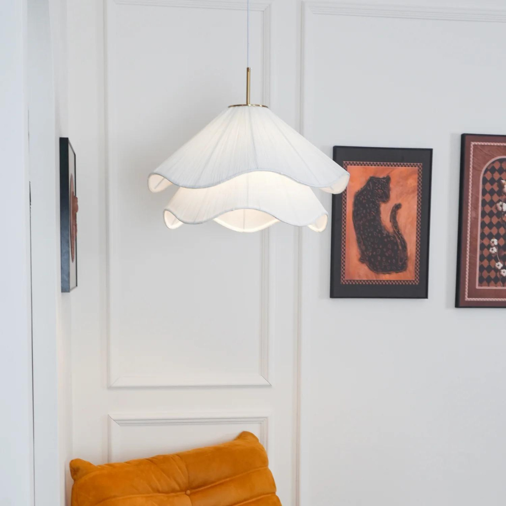Hängelampe Japandi Stoff Rund Skandinavisch Design E27 40-80cm Warmes Licht | Sansoti