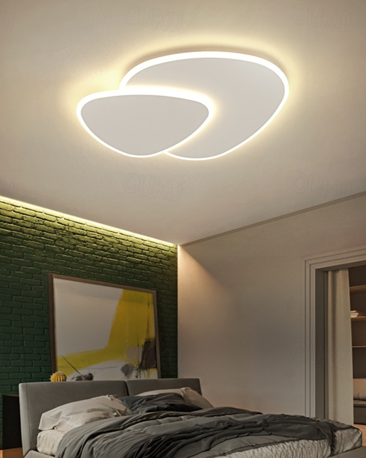 Ceiling Lamp Asymmetrical Design LED Lighting Warm Light Modern Interior Living Room Bedroom Dining Room Minimalist Designer Lamp | Sansoti