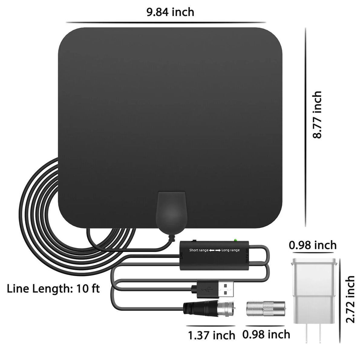 Digitale Zimmerantenne für TV mit 480km Reichweite, Signalverstärker, HDTV-Empfänger, ultradünnes Design, 4K-HD-Qualität | Sansoti