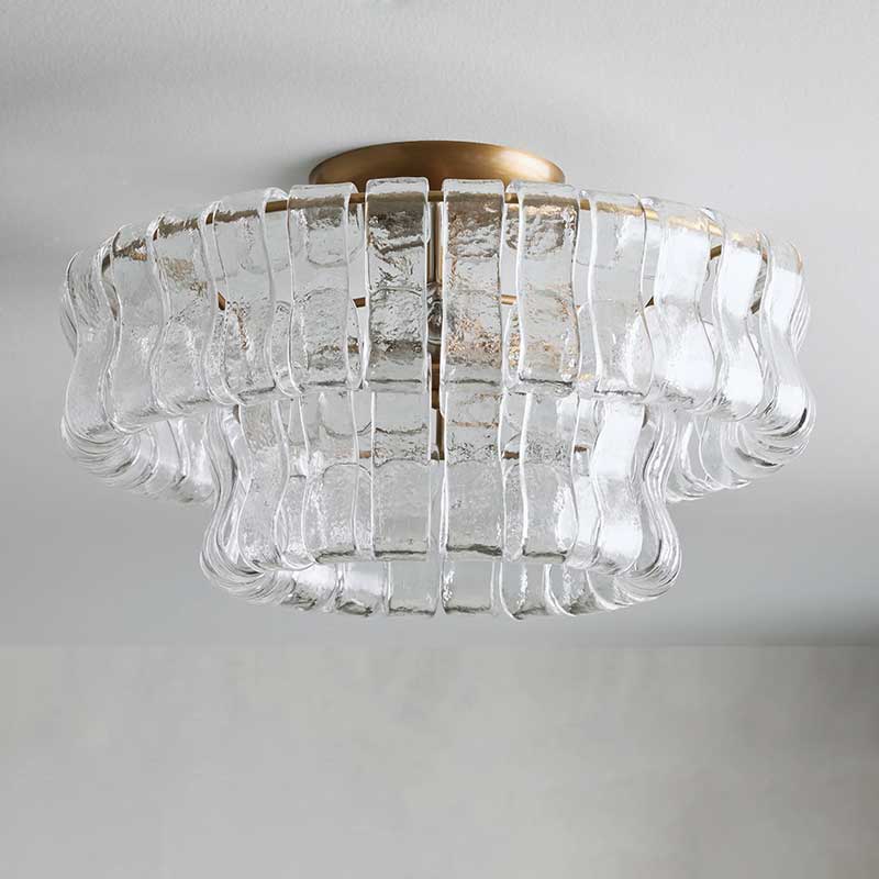 Plafondlamp Glas Textuur Ø46cm Messing Brons 3 Lichtpunten Woonkamer Slaapkamer Eetkamer Modern Design Verlichting | Sansoti