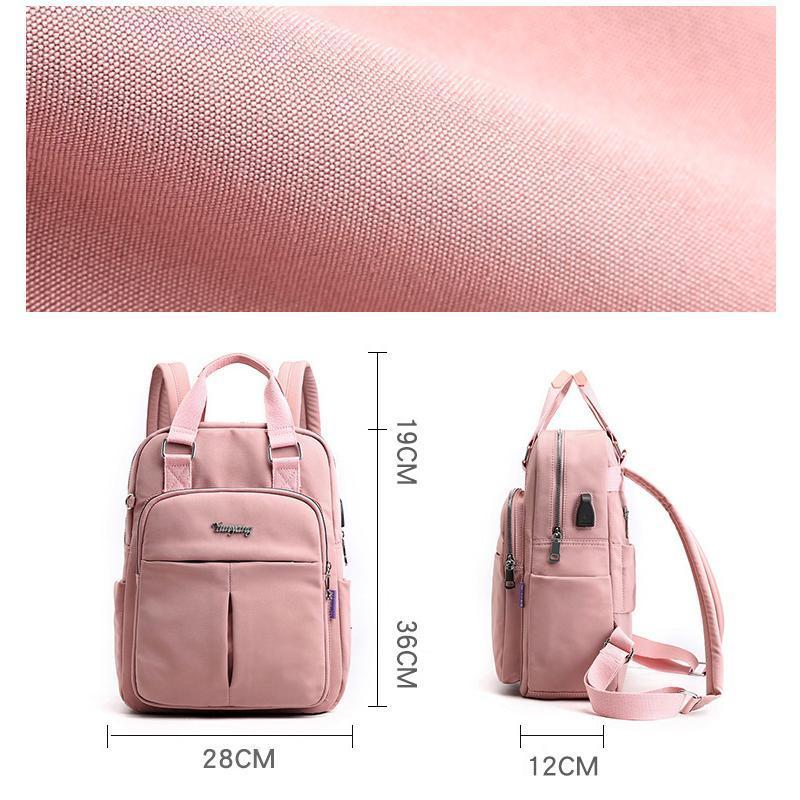 Waterproof Daily Backpack with USB Charging Port Black Gray Pink Green Blue Red Multifunctional for Work School Travel Laptop iPad Phone Storage | Sansoti