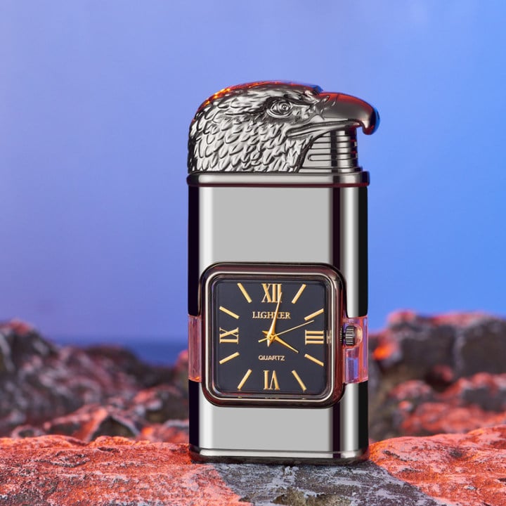 Decorative Lighter with Built-in Clock – Adjustable Flame and Luxury Pattern Selection | Sansoti