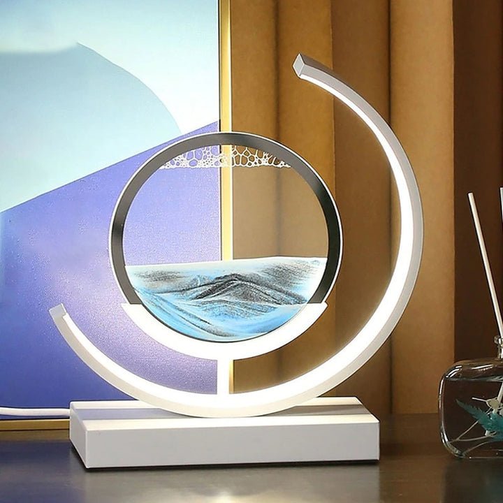 Lampe de table LED acrylique pivotante paysage de sable noir salon chambre lampe d'ambiance lampe de chevet lampe décorative | Sansoti