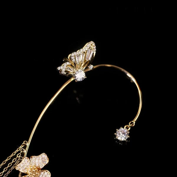 Schmetterlings-Ohrstecker mit Zirkonia, hypoallergen, vergoldet, elegante Geschenkidee für Damen | Sansoti